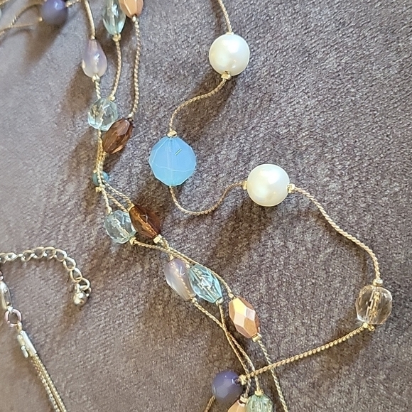 Twisted Chain Beaded Illusion Layered Station Torsade Necklace - Picture 6 of 9